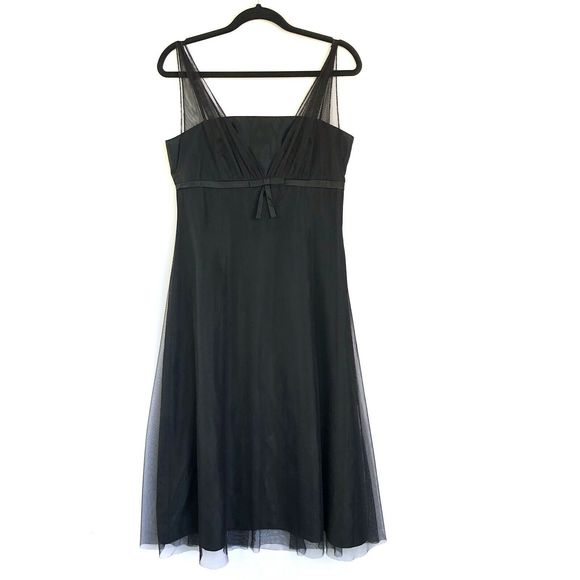 David's Bridal Black Tulle Midi Dress Empire Waist Whimsigoth Dark Fairy Size 10 - Picture 8 of 11